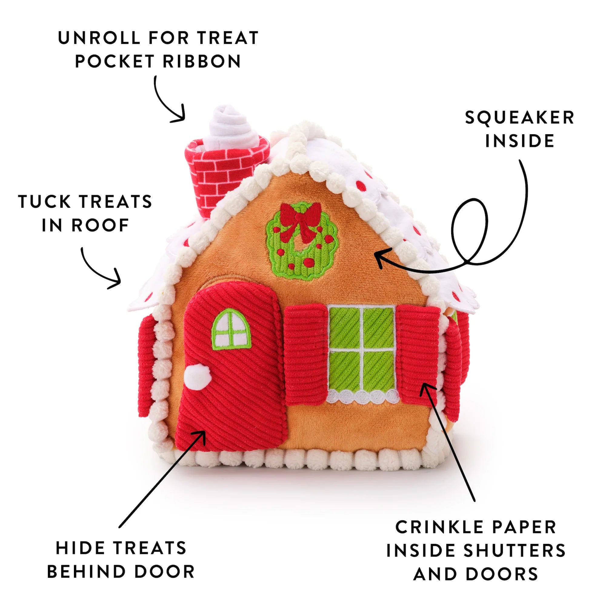 Gingerbread House Interactive Snuffle Holiday Dog Toy
