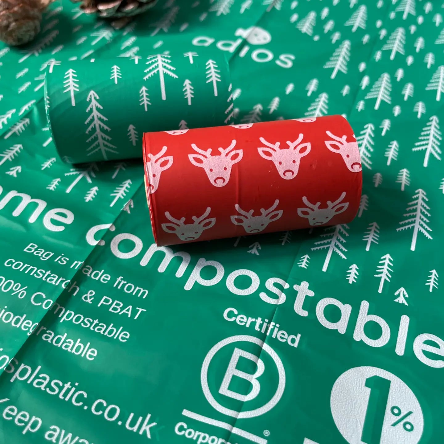 Compostable Dog Poo Bags - 1 Roll Christmas