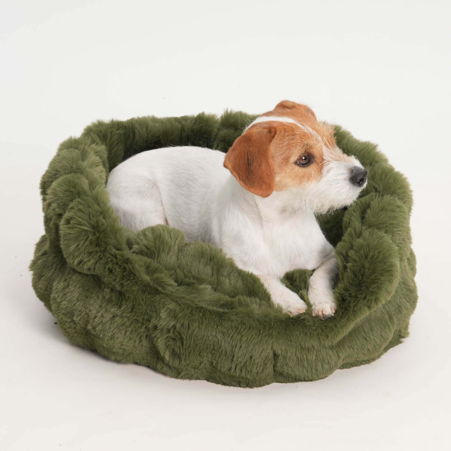 Dog Basket Faux Fur | Forest Green