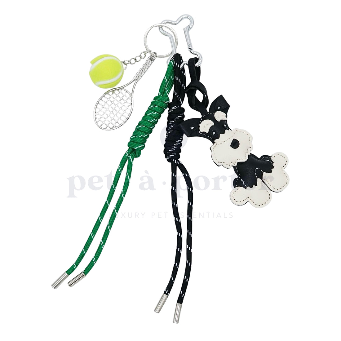Schnauzer Bag Charm - Black Green Tennis