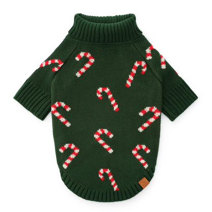 Evergreen Candy Canes Dog Sweater