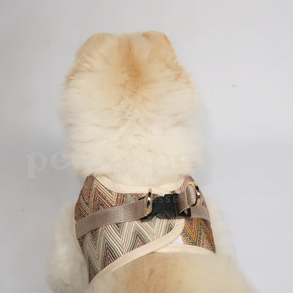 Dog Harness - Gold ZigZag