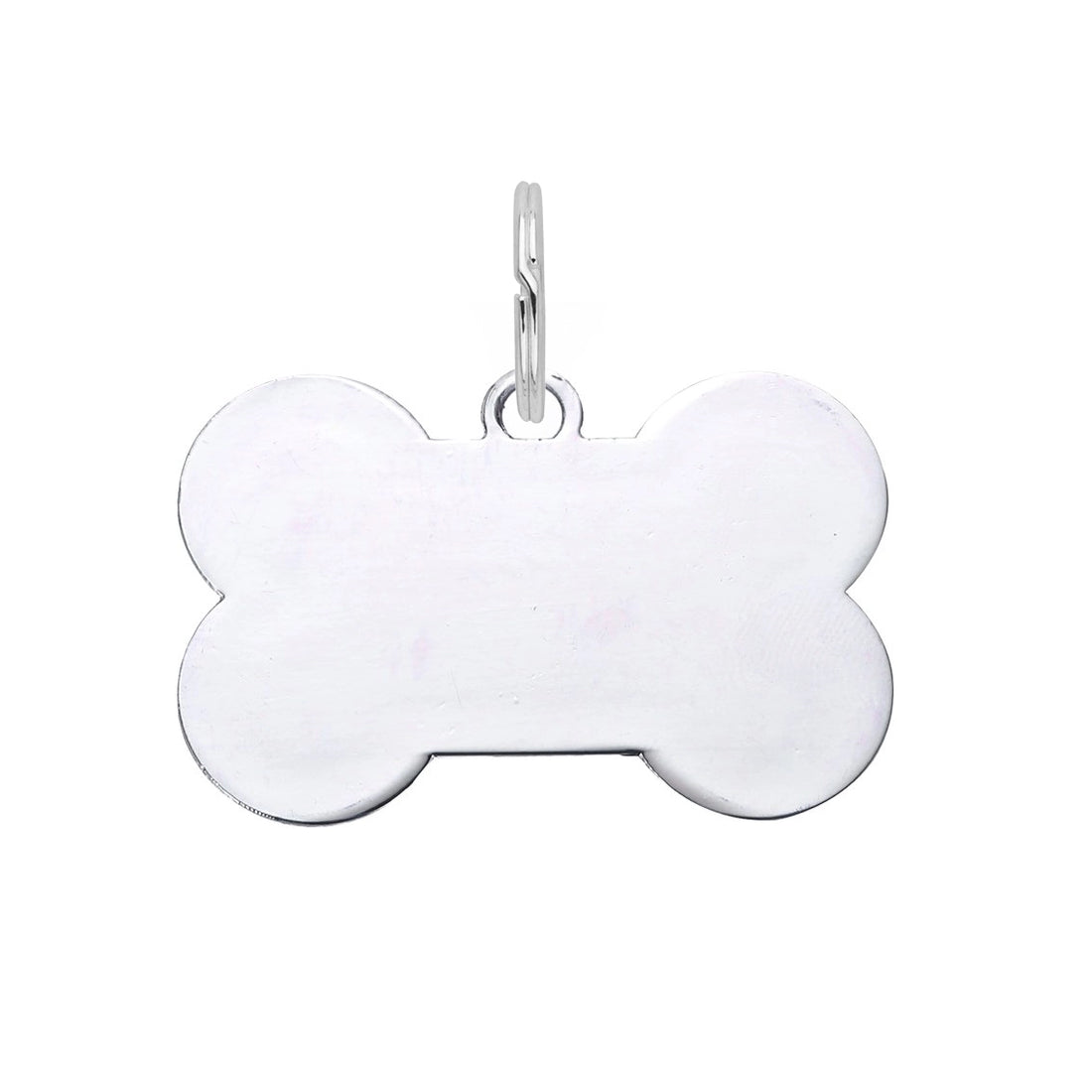 Silver Glitter Bone Dog Tag - Fuchsia