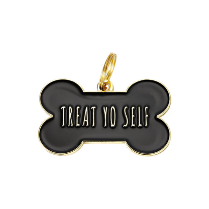 Etiqueta para perro Treat Yo Self - Negra