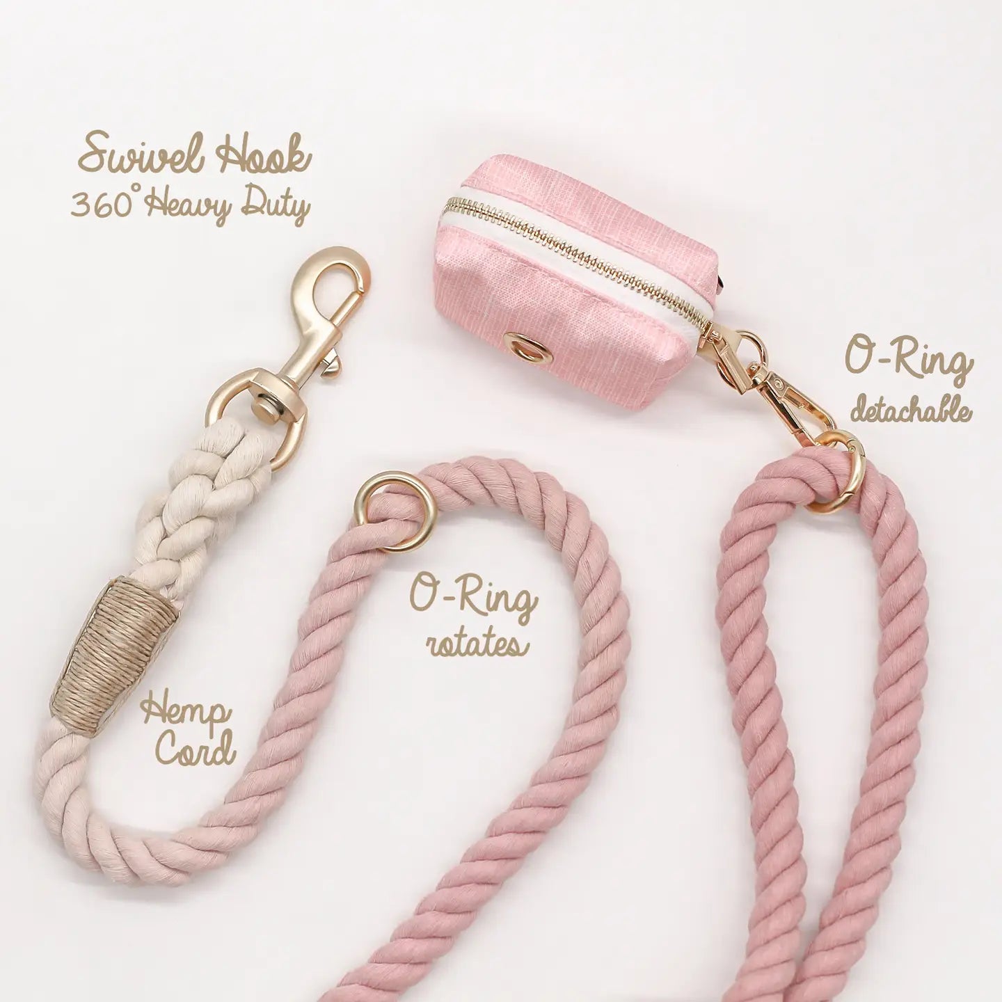 Laisse en coton avec corde Ombre Pastel | Rose Cloudberry
