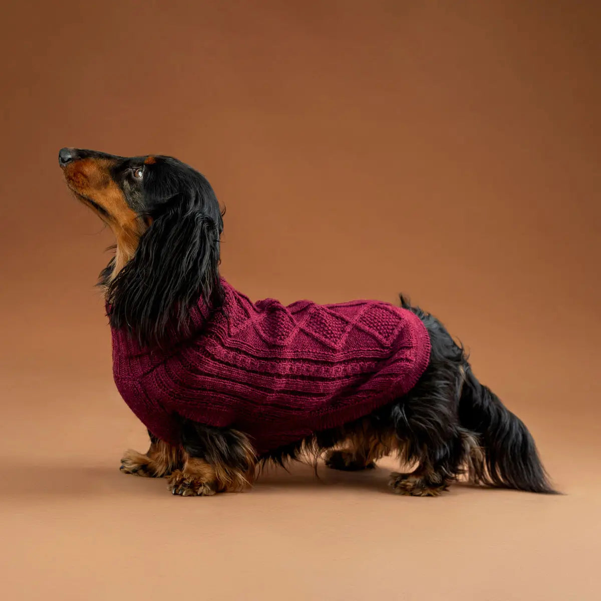 Wine Red Aran Alpaca Sweater