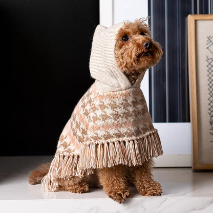 Soft Houndstooth Alpaca Poncho