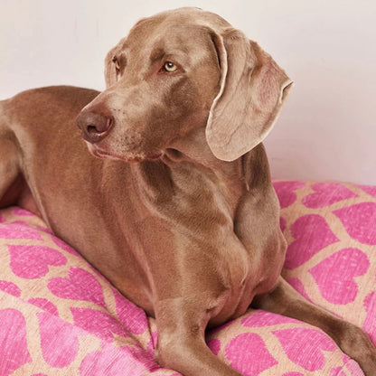 Heart Dog Bed - Beige/Pink