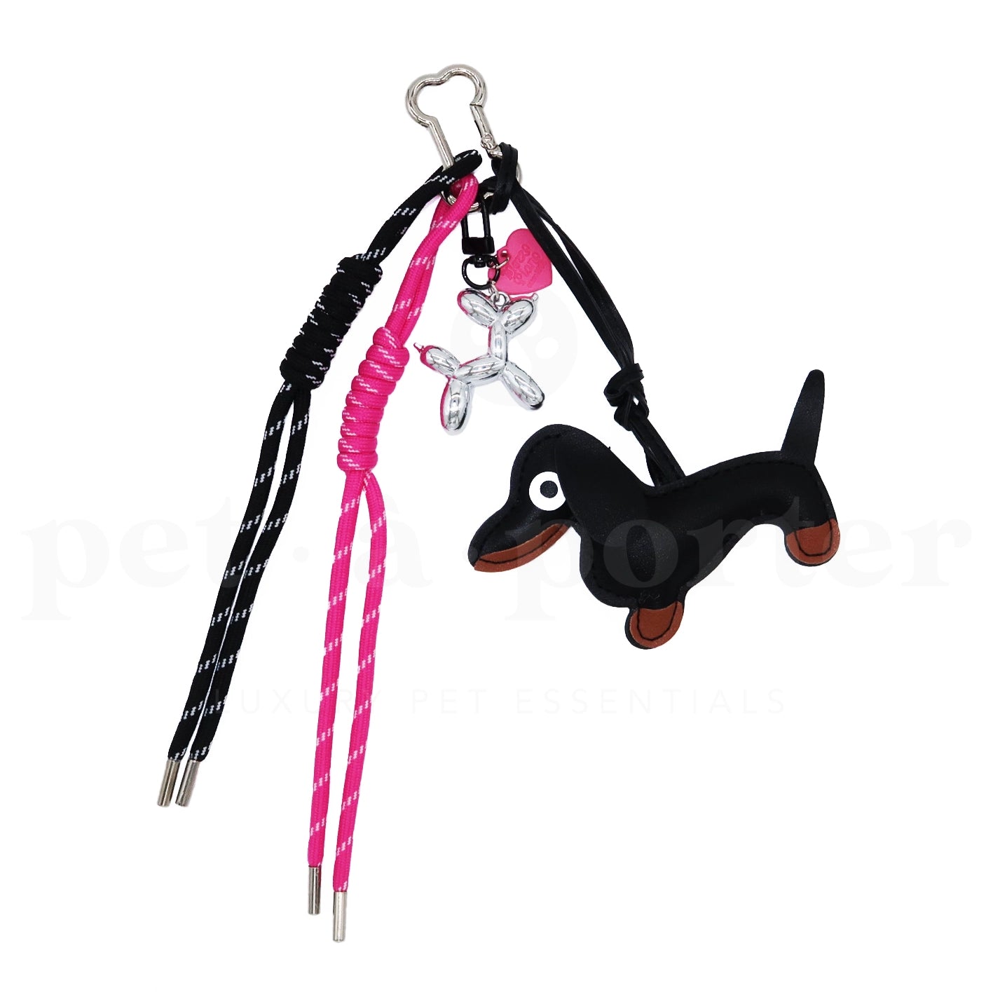 Teckel Bag Charm - Pink Black