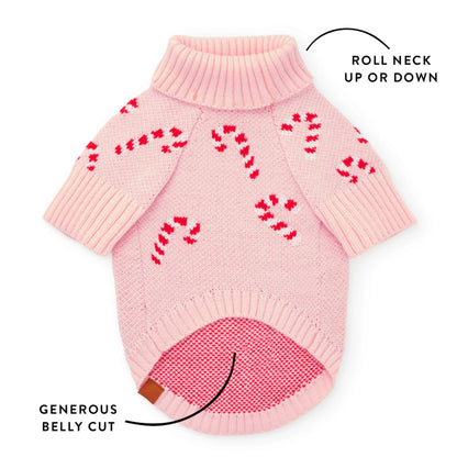 Pink Candy Canes Dog Sweater