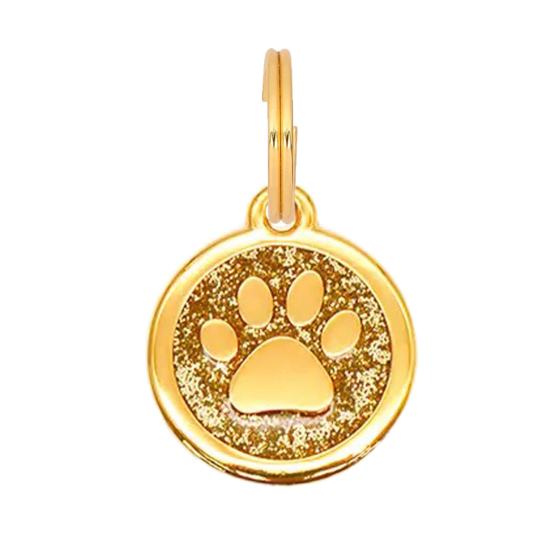 Round Glitter Paw Dog Tag - Gold