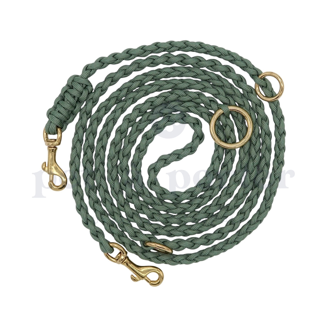 Adjustable Paracord Leash - Foggy Green