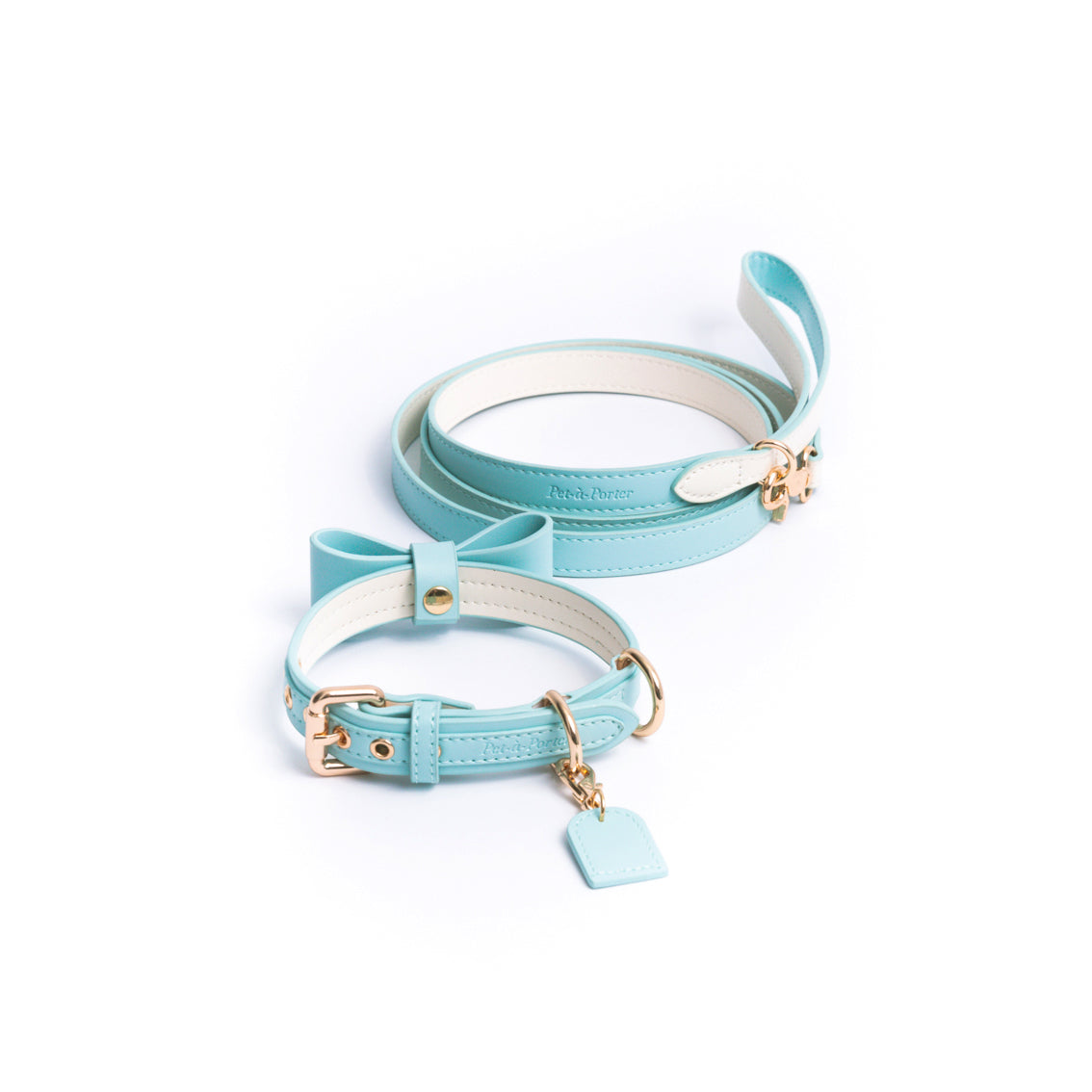 Bleu ciel - Collier en cuir végétalien