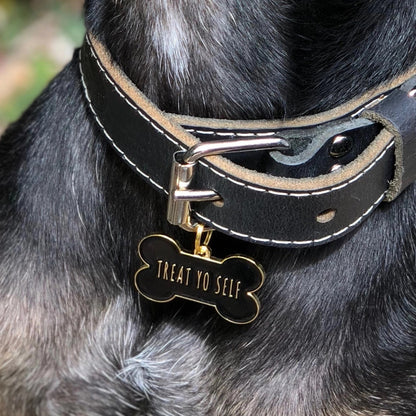 Médaille pour chien "Treat Yo Self" - Noir