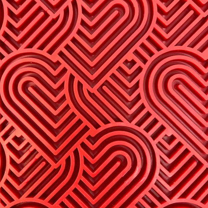 Petit tapis de léchage d'enrichissement - Love Hearts Red