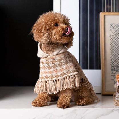 Soft Houndstooth Alpaca Poncho