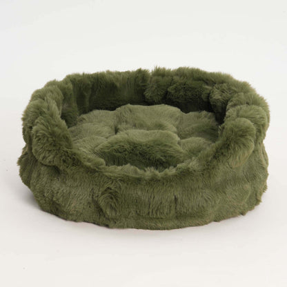 Dog Basket Faux Fur | Forest Green
