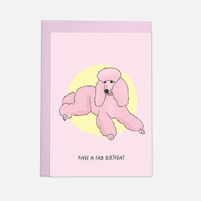 Roze poedel verjaardagskaart