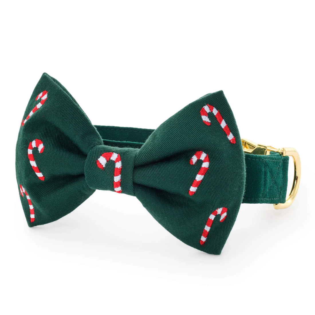 Candy Canes Embroidered Bow Tie Collar | Evergreen
