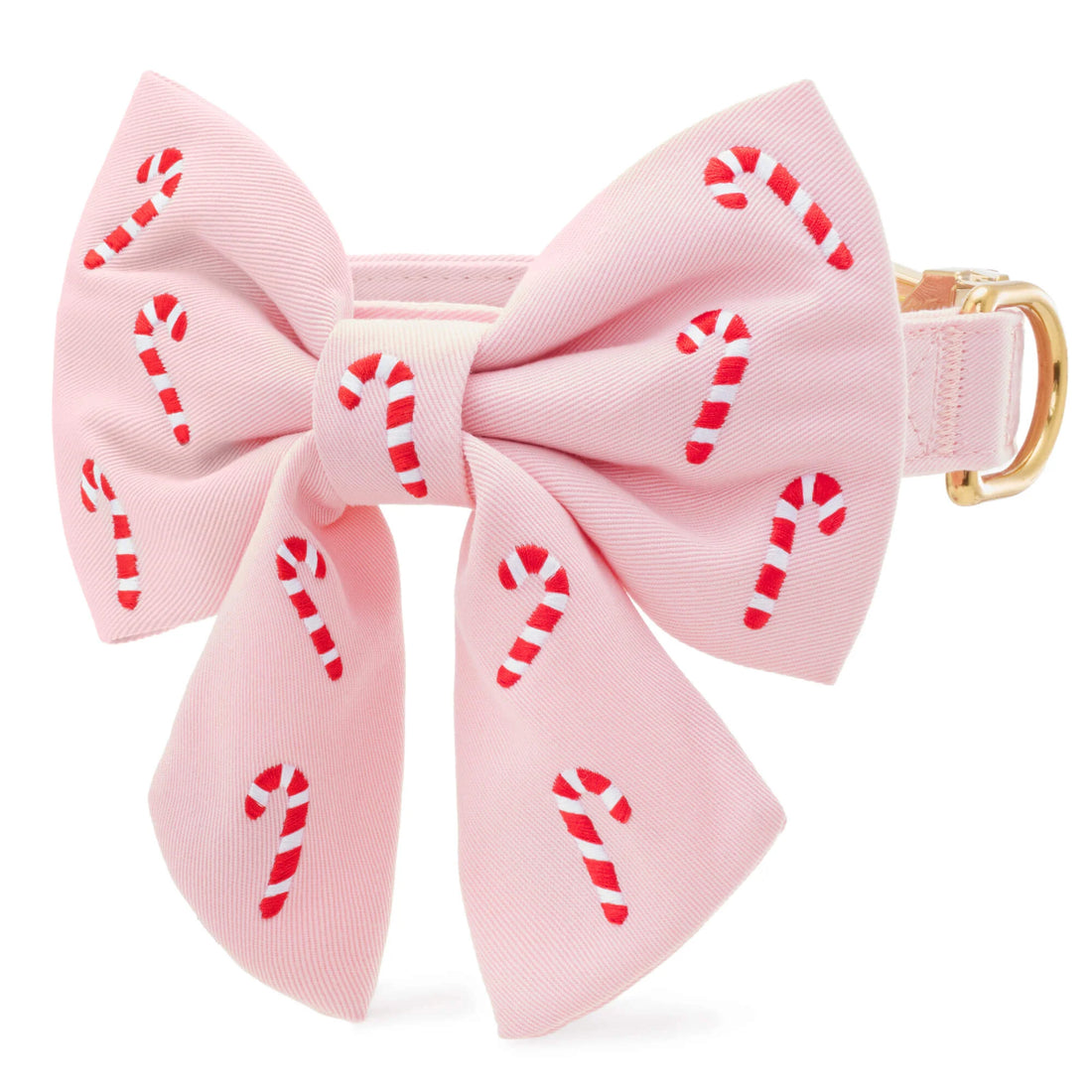 Candy Canes Embroidered Bow Tie Collar | Blush Pink