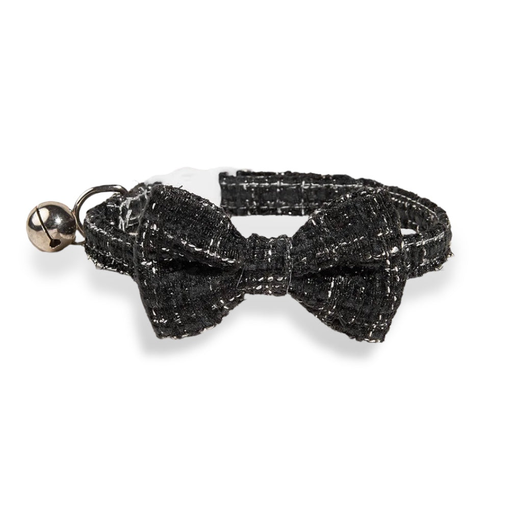 Adjustable Collar with Bell | Black Tweed