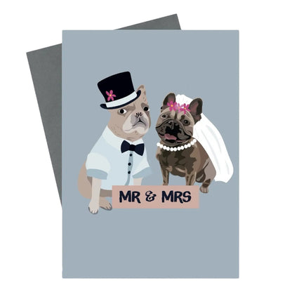 Mr and Mrs Frenchie Wedding Card