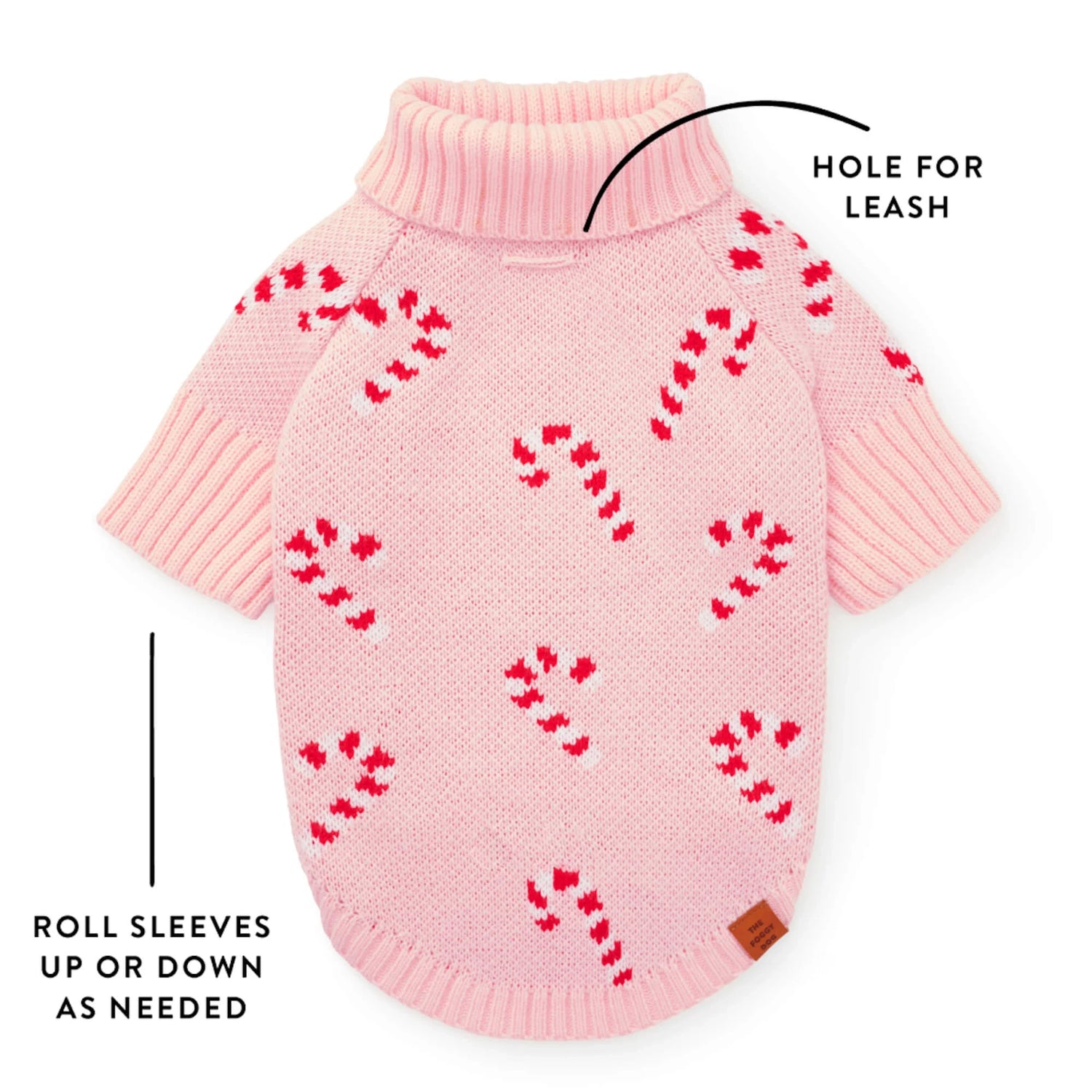 Pink Candy Canes Dog Sweater