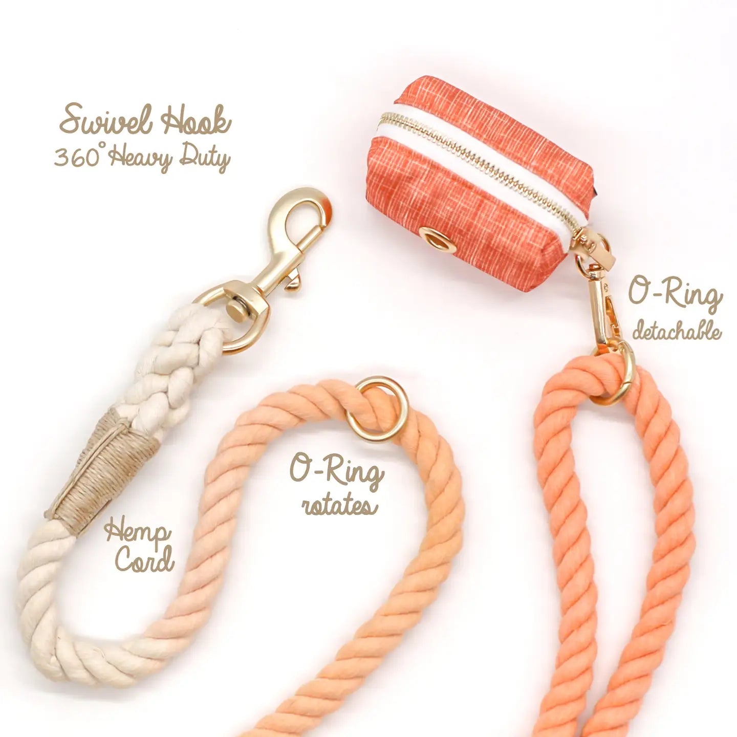 Cotton Rope Leash Pastel | Desert Orange