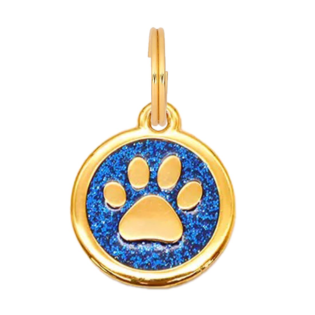 Round Glitter Paw Dog Tag - Blue