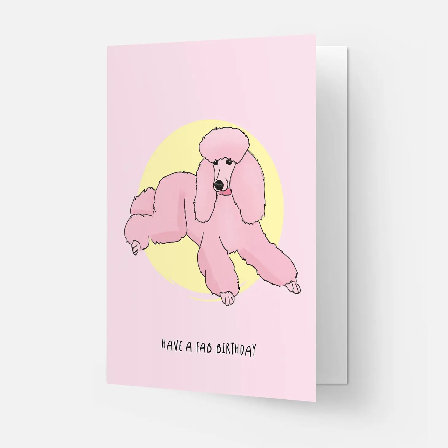 Roze poedel verjaardagskaart