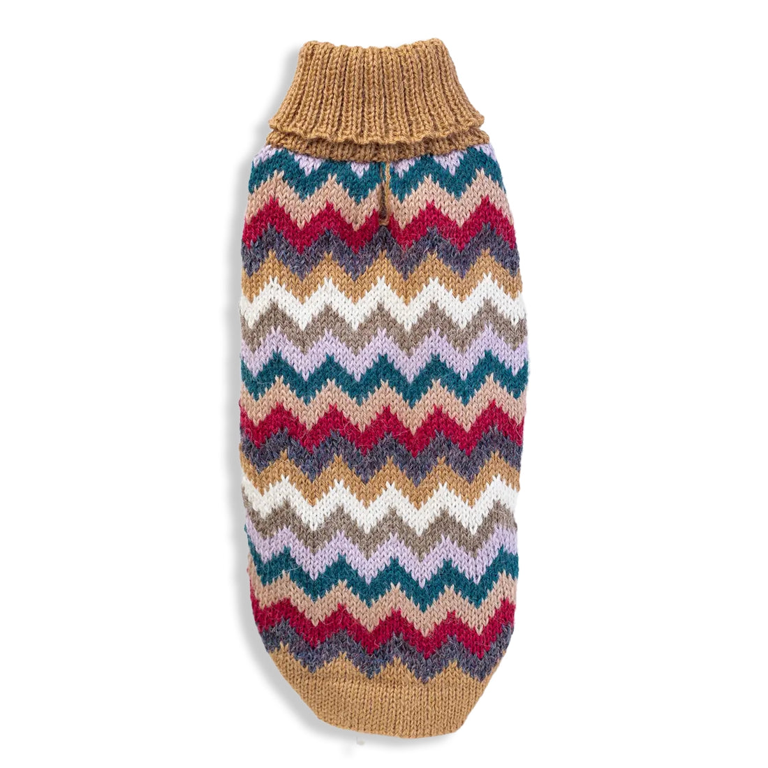 Camel Chevron Knit Alpaca Sweater