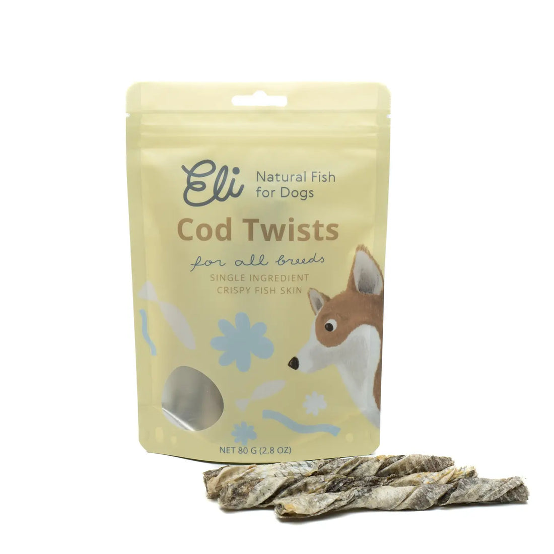 Dried Cod Skin Twists Dog Treats