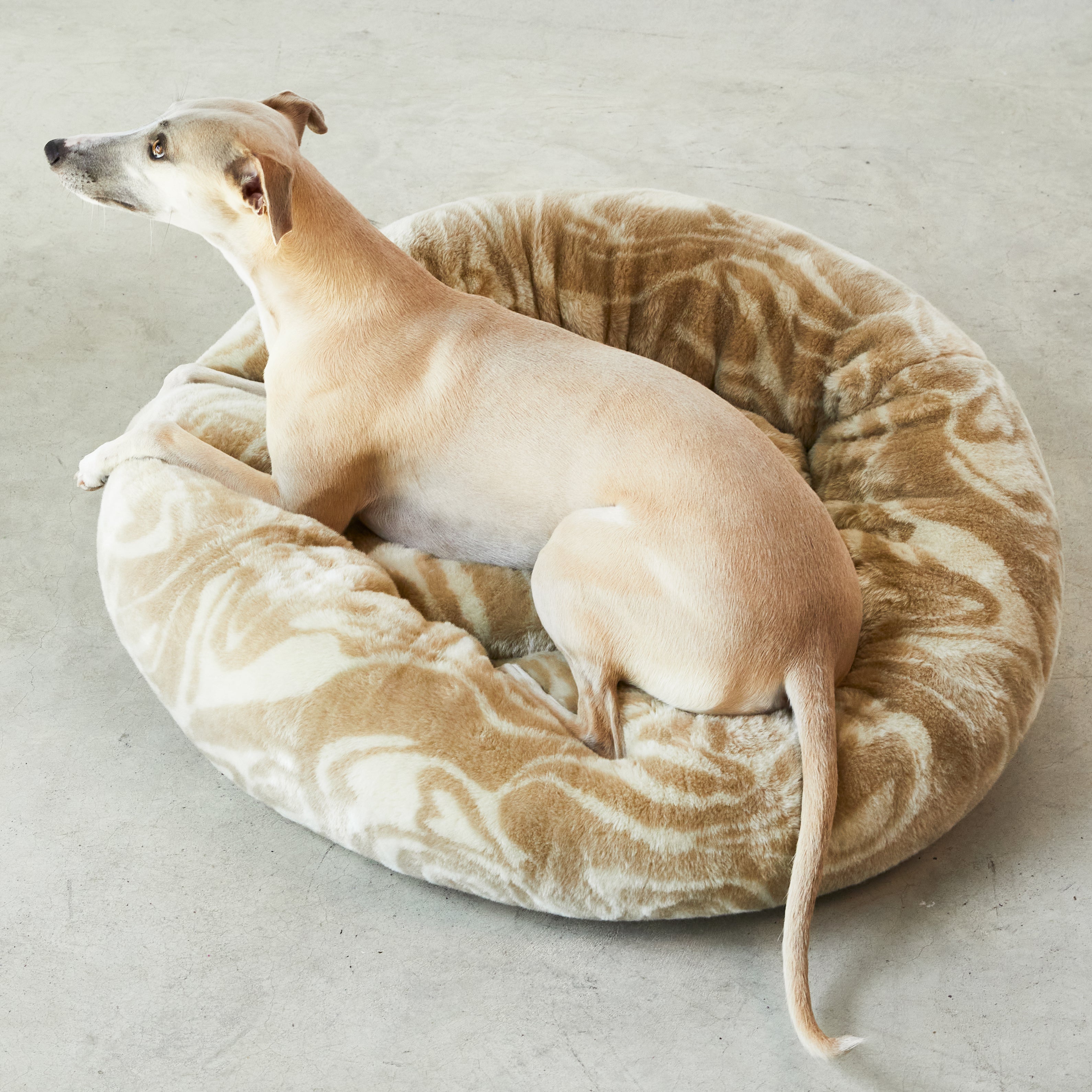 Swirl Rond Hondenbed - Beige